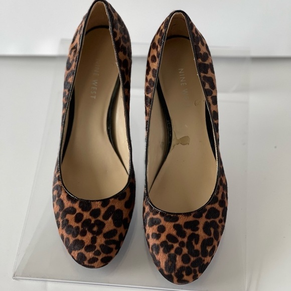 Nine West Heels Leopard Cow Leather Heels Pumps Block Heel Gilyanr, Sz 7M - Picture 8 of 9